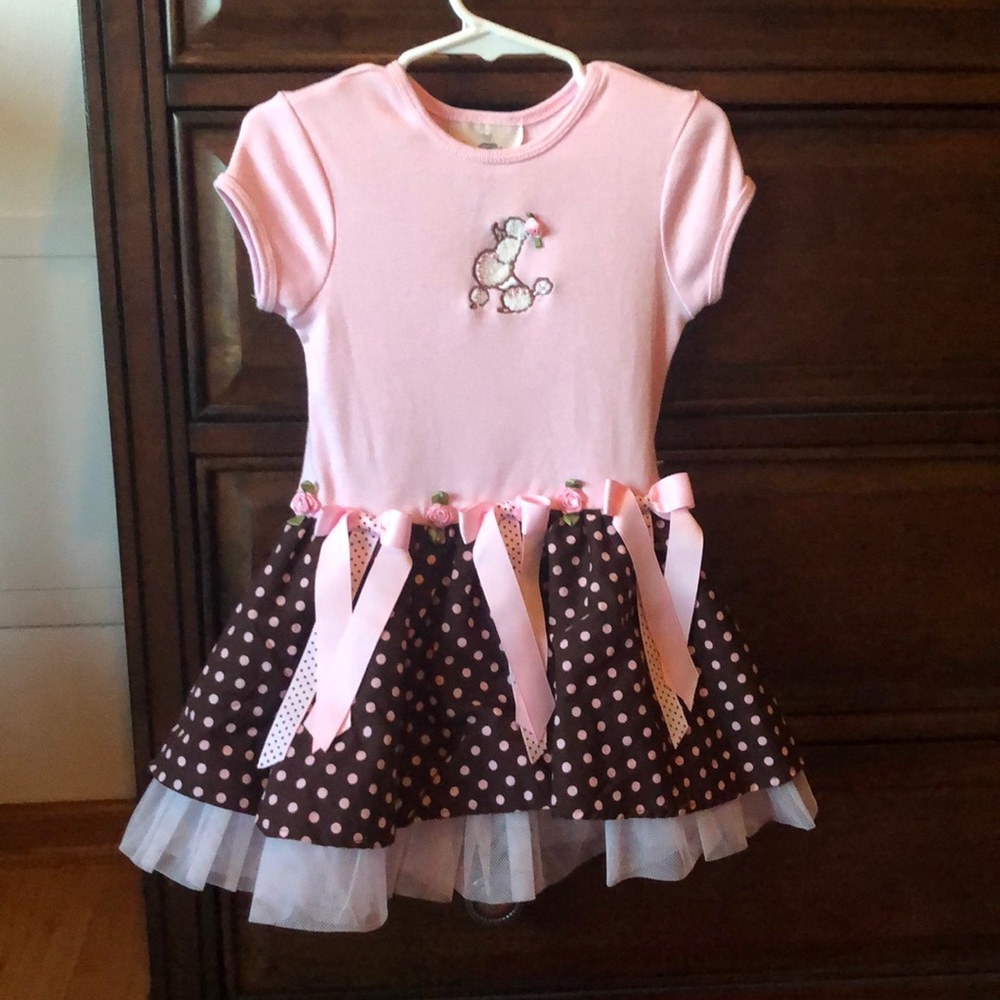 Rare Editions Pink & Brown Polka Dot dress